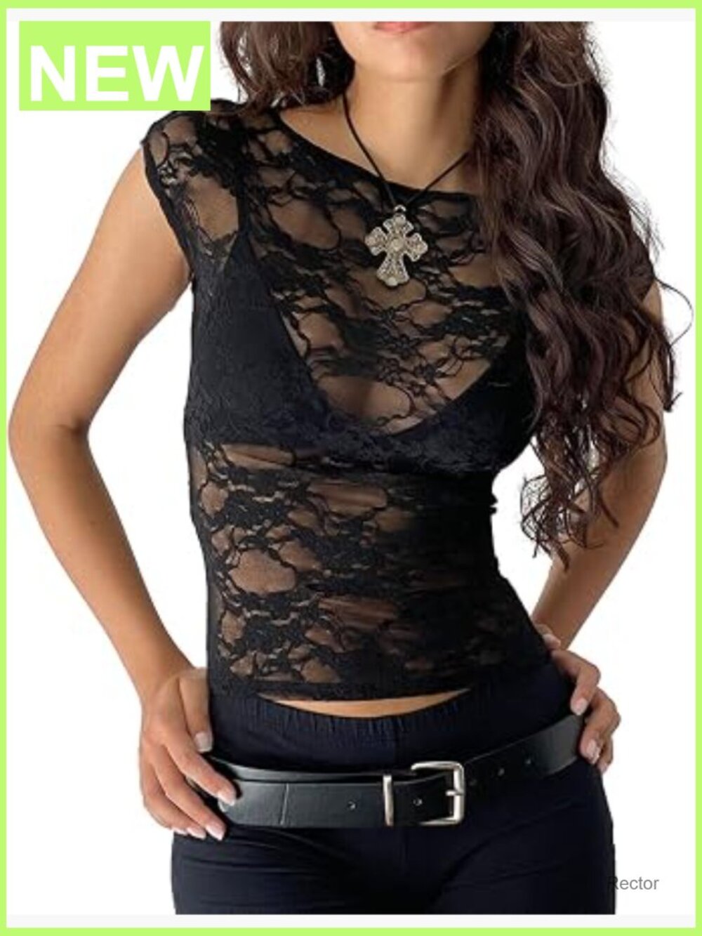 Women's Sheer Lace Top Y2K Boat Neck Short Sleeve Mesh Shirt Club Party Rave